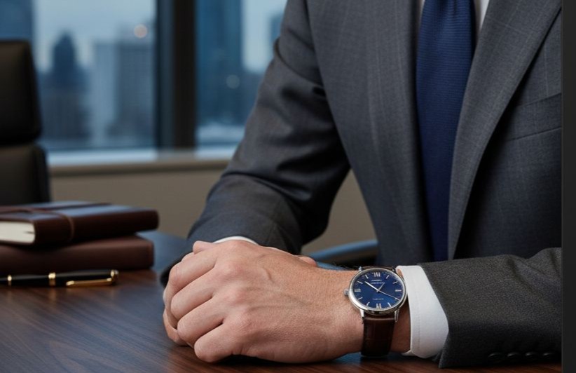 男錶穿搭商務場合：經典男錶搭配西裝，低調又不失專業