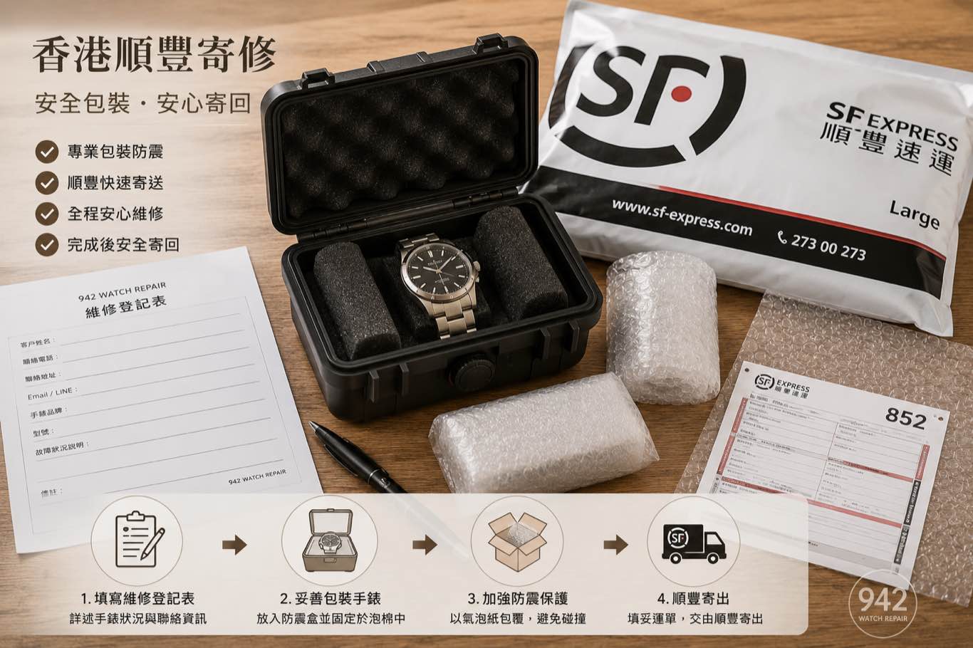 香港手錶順豐寄修包裝流程